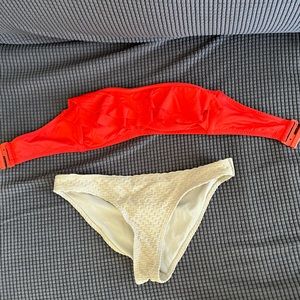H&M bikini set, red & cream, S